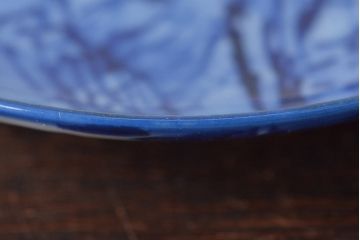 古い　陶玉園五助製　染付獅子図　小皿5枚(瀬戸)(R-044799)