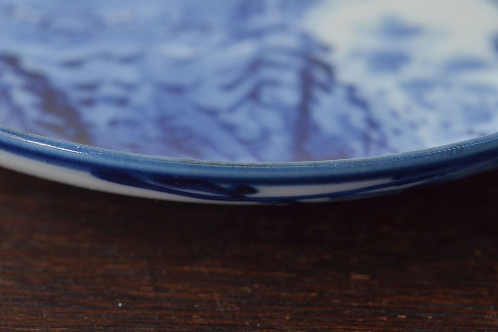 古い　陶玉園五助製　染付獅子図　小皿5枚(瀬戸)(R-044800)