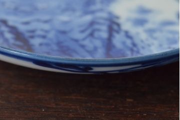 古い　陶玉園五助製　染付獅子図　小皿5枚(瀬戸)(R-044800)