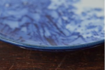 古い　陶玉園五助製　染付獅子図　小皿3枚(瀬戸)(R-044803)