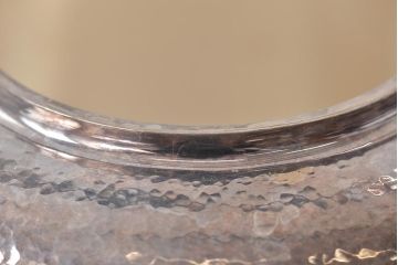 平安　光隆造　槌目打　望月形　銀瓶　約393g(茶道具、純銀、湯沸、共箱)(R-044804)