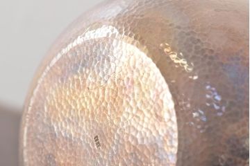 平安　光隆造　槌目打　望月形　銀瓶　約393g(茶道具、純銀、湯沸、共箱)(R-044804)