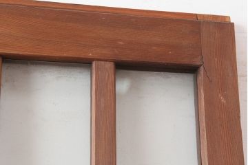 アンティーク建具　昭和中期　すりガラス入り　レトロな空間演出におすすめの格子入りガラス戸2枚セット(引き戸、建具)(R-044806)