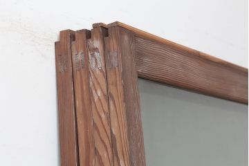 レトロ建具　昭和中期　シンプルなデザインのガラス戸4枚セット(引き戸)(R-044807)