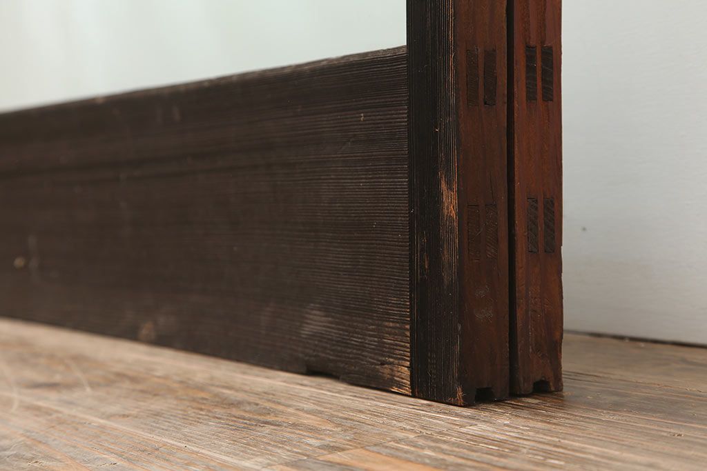 アンティーク建具　和製アンティーク　大判のゆらゆらガラスが魅力のガラス戸2枚セット(引き戸)(R-044808)