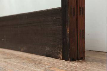 アンティーク建具　和製アンティーク　大判のゆらゆらガラスが魅力のガラス戸2枚セット(引き戸)(R-044808)