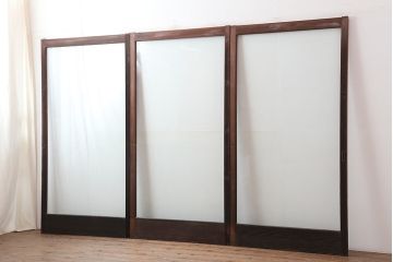 アンティーク建具　和製アンティーク　大判のゆらゆらガラスが魅力のガラス戸3枚セット(引き戸)(R-044809)