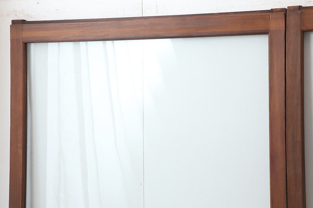 アンティーク建具　和製アンティーク　大判のゆらゆらガラスが魅力のガラス戸3枚セット(引き戸)(R-044809)