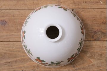 アンティーク照明　オールドノリタケ・則武(日陶)　花の絵柄　珍しいデザインの電笠(天井照明、シェード)(R-044812)