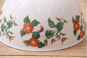 アンティーク照明　オールドノリタケ・則武(日陶)　花の絵柄　珍しいデザインの電笠(天井照明、シェード)(R-044812)