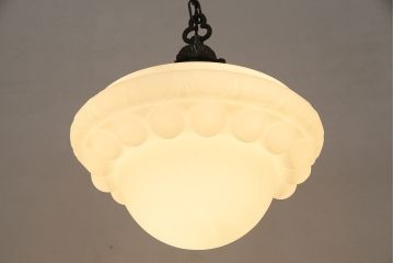 アンティーク照明　大正昭和初期　大正ロマン　モダンなデザインの大振りな天井照明(吊り下げ照明、ペンダントライト)(R-044813)