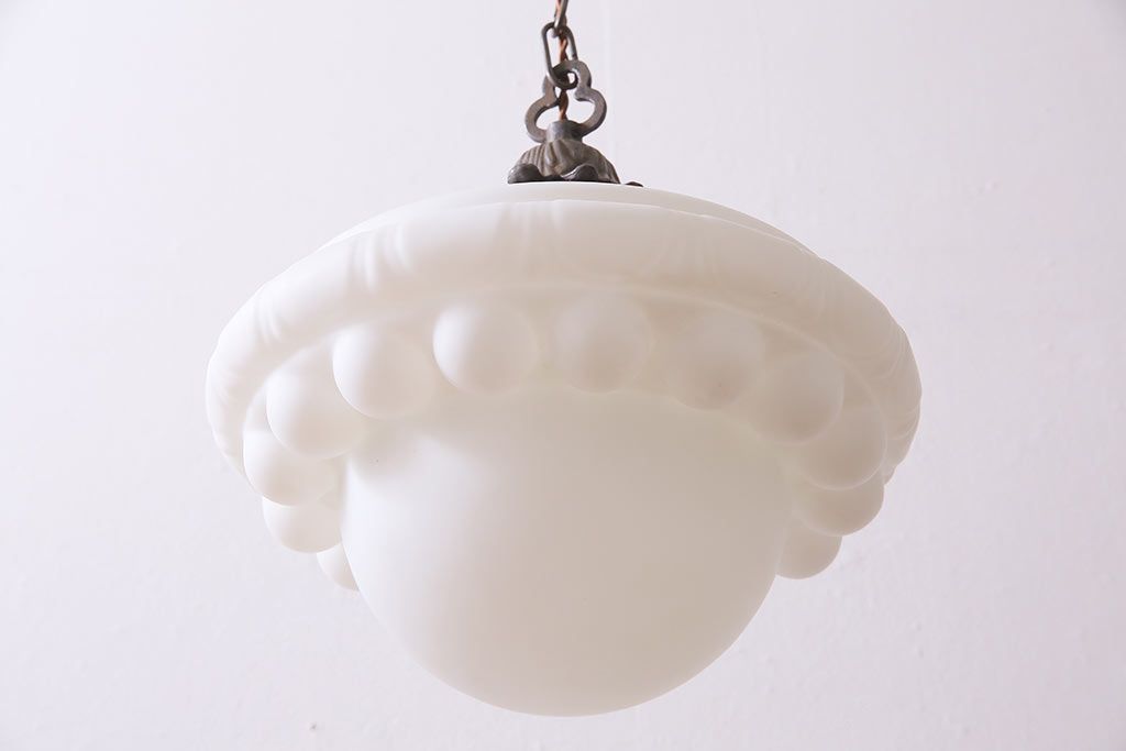 アンティーク照明　大正昭和初期　大正ロマン　モダンなデザインの大振りな天井照明(吊り下げ照明、ペンダントライト)(R-044813)