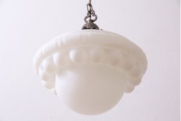 アンティーク照明　大正昭和初期　大正ロマン　モダンなデザインの大振りな天井照明(吊り下げ照明、ペンダントライト)(R-044813)