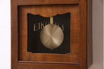アンティーク時計　昭和初期　EIKOSHA(鶴巻時計店英工舎)　電池式　木の温もり感じる宮型掛時計(柱時計、振り子時計)(R-044817)