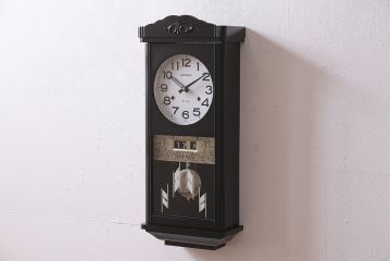 アンティーク時計　昭和中期　AIKOSHA(愛工舎)　ゼンマイ式　アールヌーボー調のデザインが魅力的な宮型掛時計(柱時計、ボンボン時計、振り子時計)(R-044819)