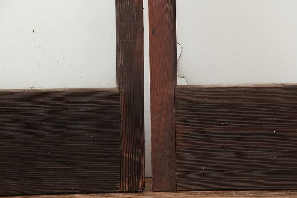 アンティーク建具　和製アンティーク　大判のゆらゆらガラスが魅力のガラス戸4枚セット(引き戸)(R-044841)