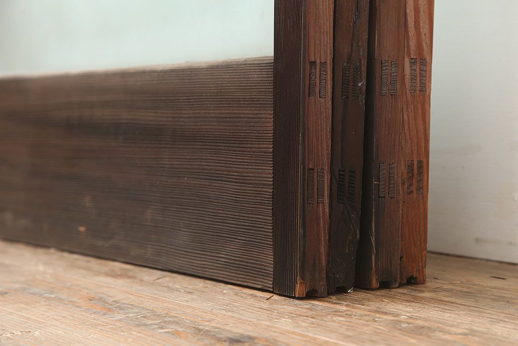 アンティーク建具　和製アンティーク　大判のゆらゆらガラスが魅力のガラス戸4枚セット(引き戸)(R-044841)