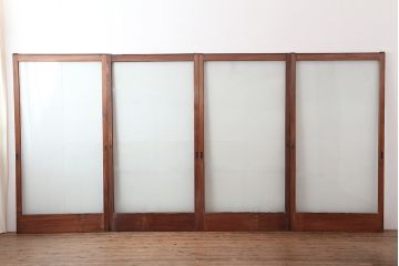 アンティーク建具　和製アンティーク　大判のゆらゆらガラスが魅力のガラス戸4枚セット(引き戸)(R-044841)