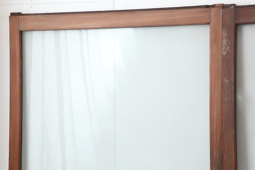 アンティーク建具　和製アンティーク　大判のゆらゆらガラスが魅力のガラス戸4枚セット(引き戸)(R-044841)