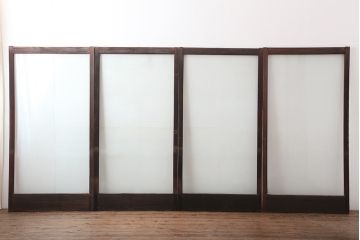 アンティーク建具　和製アンティーク　大判のゆらゆらガラスが魅力のガラス戸4枚セット(引き戸)(R-044841)