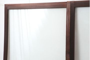 アンティーク建具　和製アンティーク　大判のゆらゆらガラスが魅力のガラス戸4枚セット(引き戸)(R-044842)