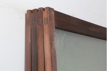 アンティーク建具　和製アンティーク　大判のゆらゆらガラスが魅力のガラス戸4枚セット(引き戸)(R-044842)