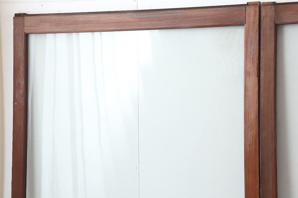 アンティーク建具　和製アンティーク　大判のゆらゆらガラスが魅力のガラス戸4枚セット(引き戸)(R-044842)