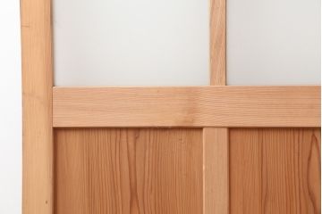 ビンテージ建具　昭和中期　幅の広いシンプルなガラス戸(引き戸)(R-044843)