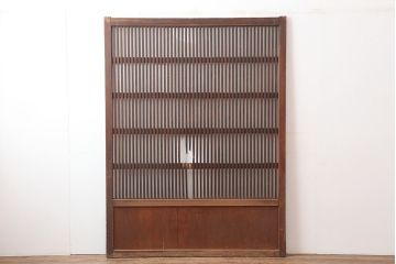 アンティーク建具　和製アンティーク　大正期　幅広サイズが珍しい格子戸　(R-044845)