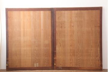 アンティーク建具　和製アンティーク　明治期　存在感たっぷりの舞良戸2枚セット(蔵戸、玄関戸、引き戸、建具)(R-044846)
