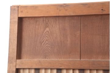 アンティーク建具　明治期　板部ケヤキ材　竹の装飾が珍しい蔵戸(玄関戸、引き戸、建具)(R-044847)