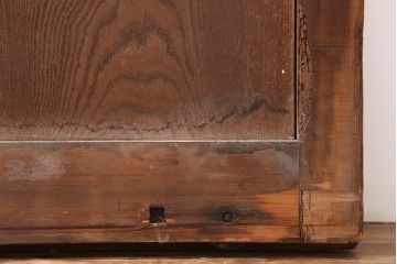 アンティーク建具　明治期　板部ケヤキ材　竹の装飾が珍しい蔵戸(玄関戸、引き戸、建具)(R-044847)