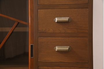 ラフジュ工房オリジナル　昭和初期　古建具リメイク　ユニークなデザインの格子戸を使ったサイドボード(リビングボード、サイドキャビネット、収納棚、戸棚)(R-044849)