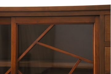 ラフジュ工房オリジナル　昭和初期　古建具リメイク　ユニークなデザインの格子戸を使ったサイドボード(リビングボード、サイドキャビネット、収納棚、戸棚)(R-044849)