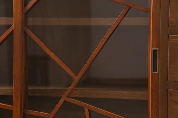 ラフジュ工房オリジナル　昭和初期　古建具リメイク　ユニークなデザインの格子戸を使ったサイドボード(リビングボード、サイドキャビネット、収納棚、戸棚)(R-044849)