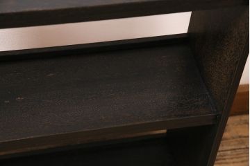 和製アンティーク　昭和中期　シックな色合いの小振りな本棚(マガジンラック、オープンラック、シェルフ、棚)(R-044851)
