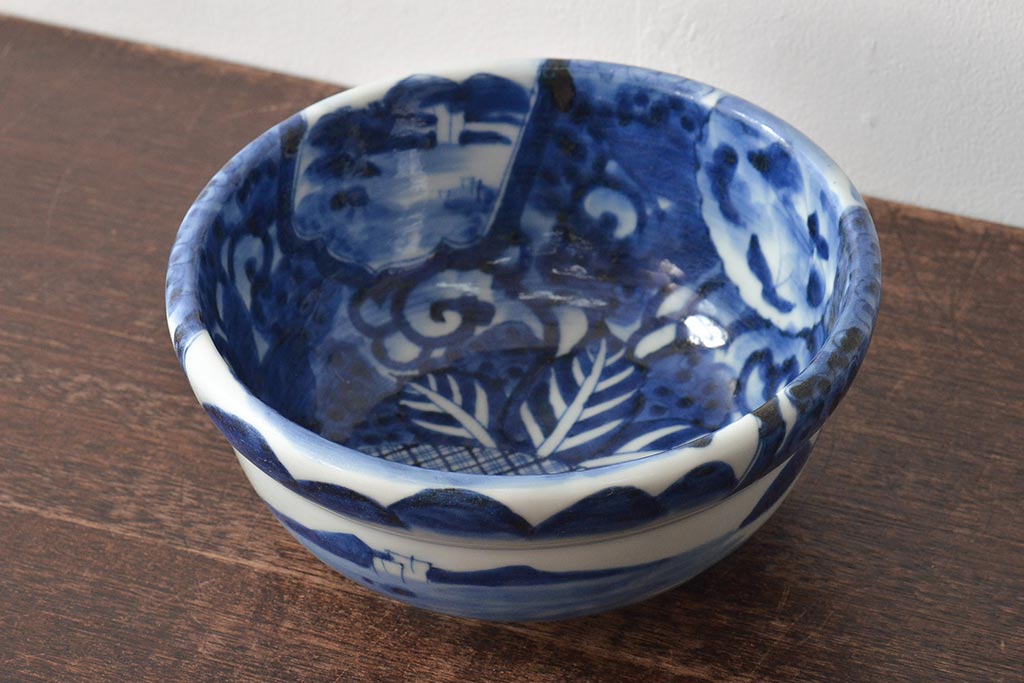 明治期　伊万里焼　染付　深鉢(深皿、和食器)(R-044864)