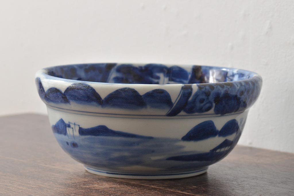 明治期　伊万里焼　染付　深鉢(深皿、和食器)(R-044864)