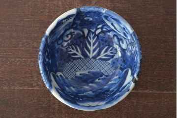 明治期　伊万里焼　染付　深鉢(深皿、和食器)(R-044864)