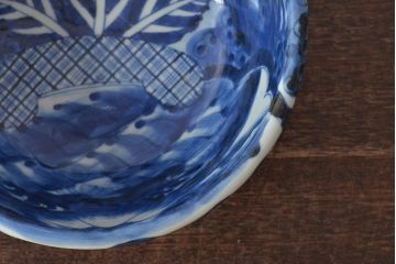 明治期　伊万里焼　染付　深鉢(深皿、和食器)(R-044864)