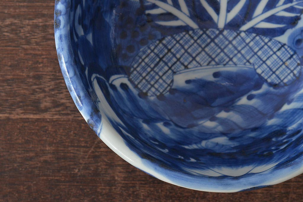 明治期　伊万里焼　染付　深鉢(深皿、和食器)(R-044864)