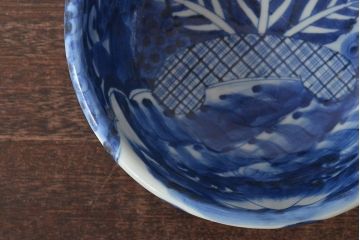 明治期　伊万里焼　染付　深鉢(深皿、和食器)(R-044864)