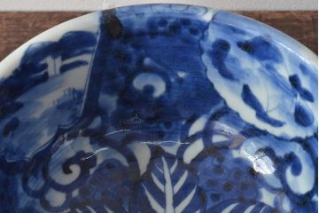 明治期　伊万里焼　染付　深鉢(深皿、和食器)(R-044864)