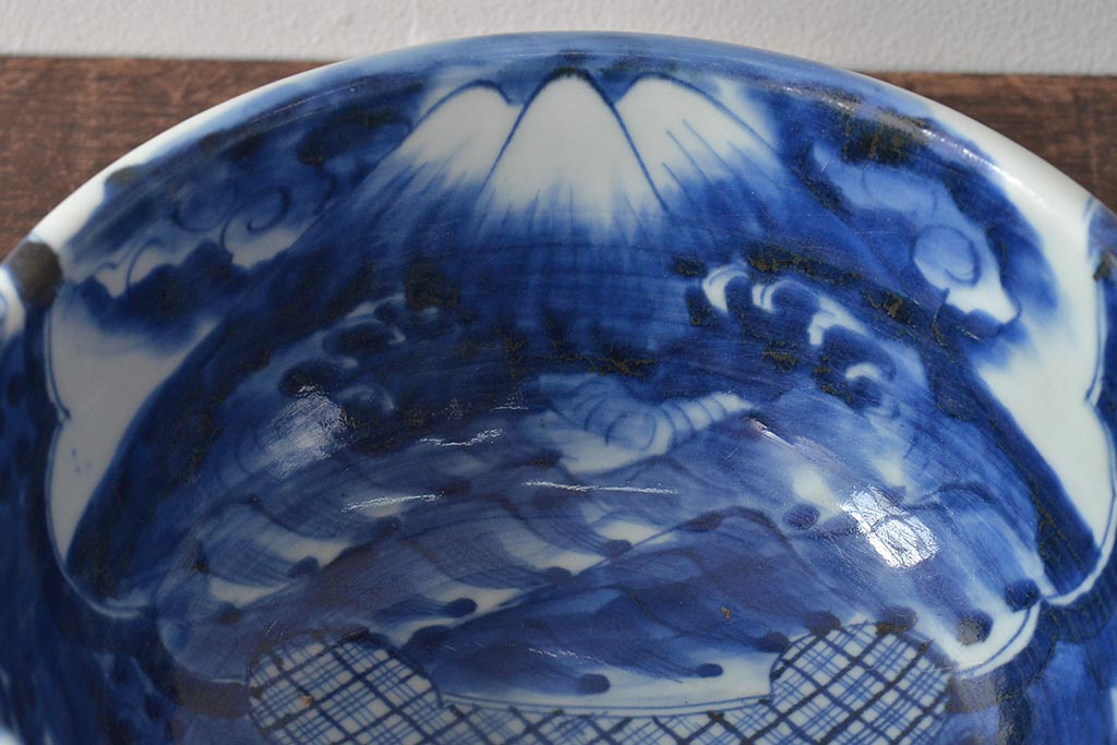 明治期　伊万里焼　染付　深鉢(深皿、和食器)(R-044864)