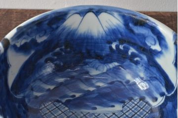 明治期　伊万里焼　染付　深鉢(深皿、和食器)(R-044864)