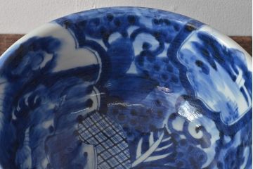 明治期　伊万里焼　染付　深鉢(深皿、和食器)(R-044864)