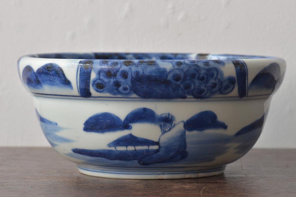 明治期　伊万里焼　染付　深鉢(深皿、和食器)(R-044864)