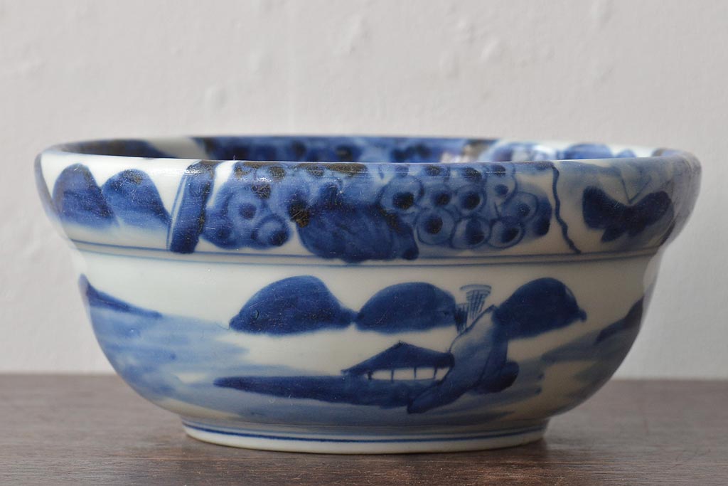 明治期　伊万里焼　染付　深鉢(深皿、和食器)(R-044864)