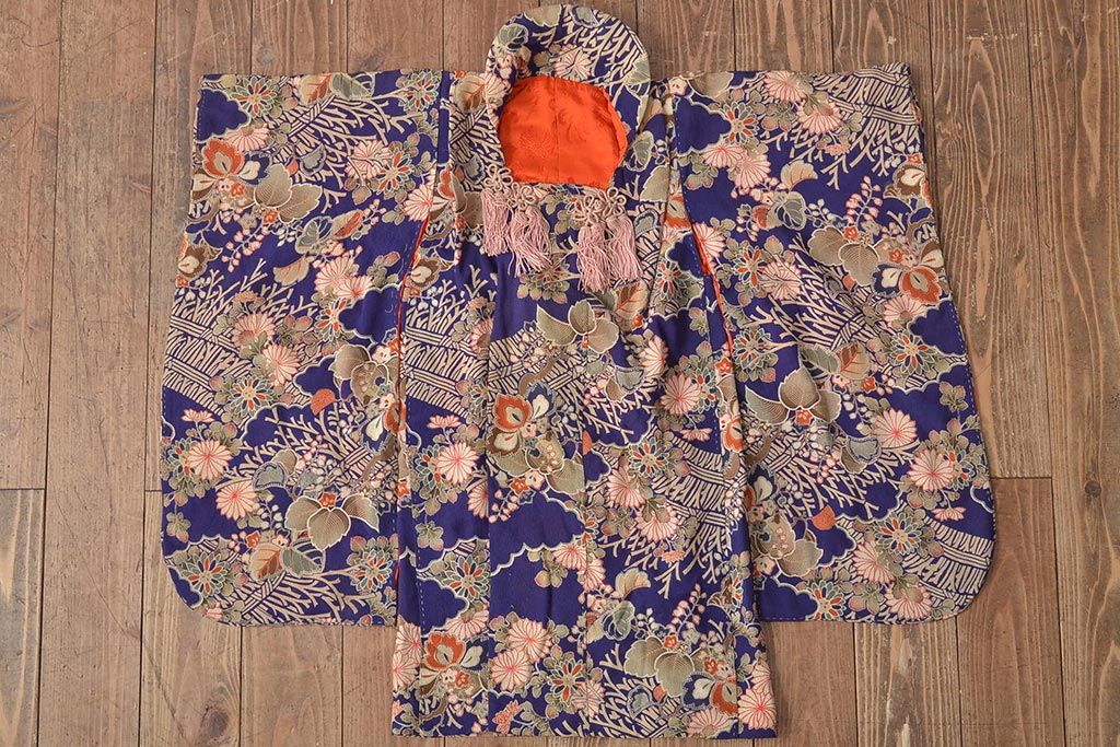 大正〜昭和初期　アンティーク　縮緬　被布(正絹着物)(R-044868)