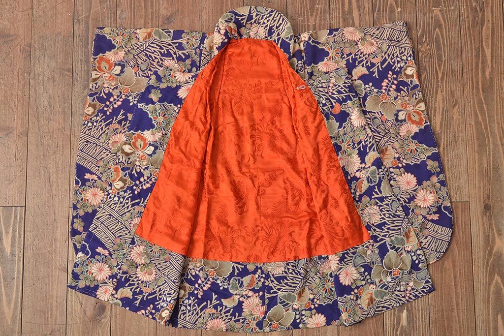 大正〜昭和初期　アンティーク　縮緬　被布(正絹着物)(R-044868)